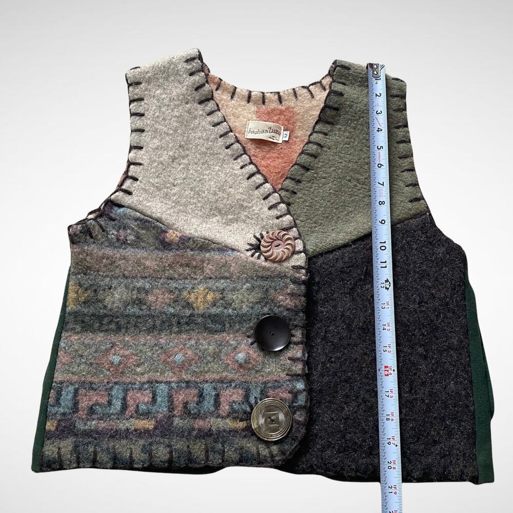Baabaazuzu one-of-a-kind boiled 100% Wool Vest Sz M - Picture 4 of 9